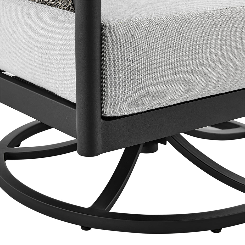Black Aluminum Grey Rope Swivel Rocking Chair with Cushions S339003