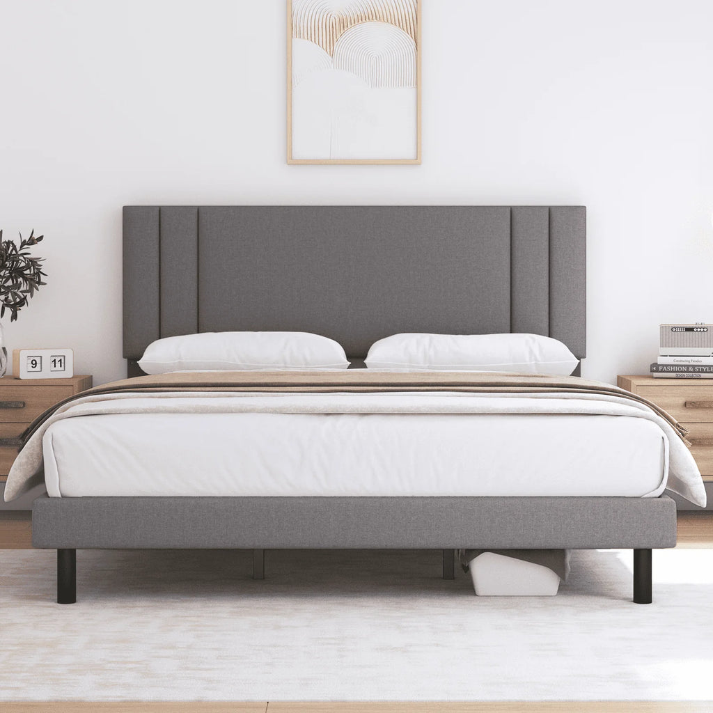 Queen Size Fabric Upholstered Platform Bed Frame S2197