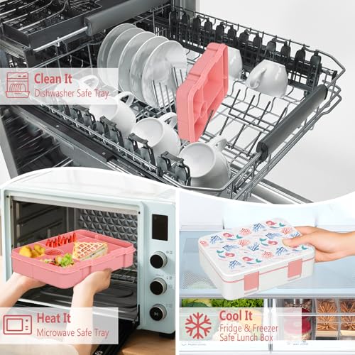 Kids 5 Compartment Leak-Proof Bento Lunch Box with Ice Pack and Utensils F925