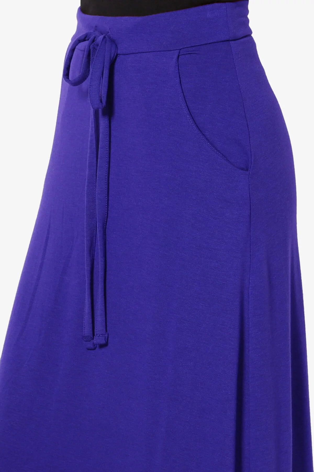 Drawstring Waist Pocket Jersey A-Line Maxi Skirt U574