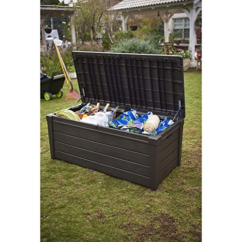 Brown 120 Gal Lockable Waterproof Plastic Deck Box C923