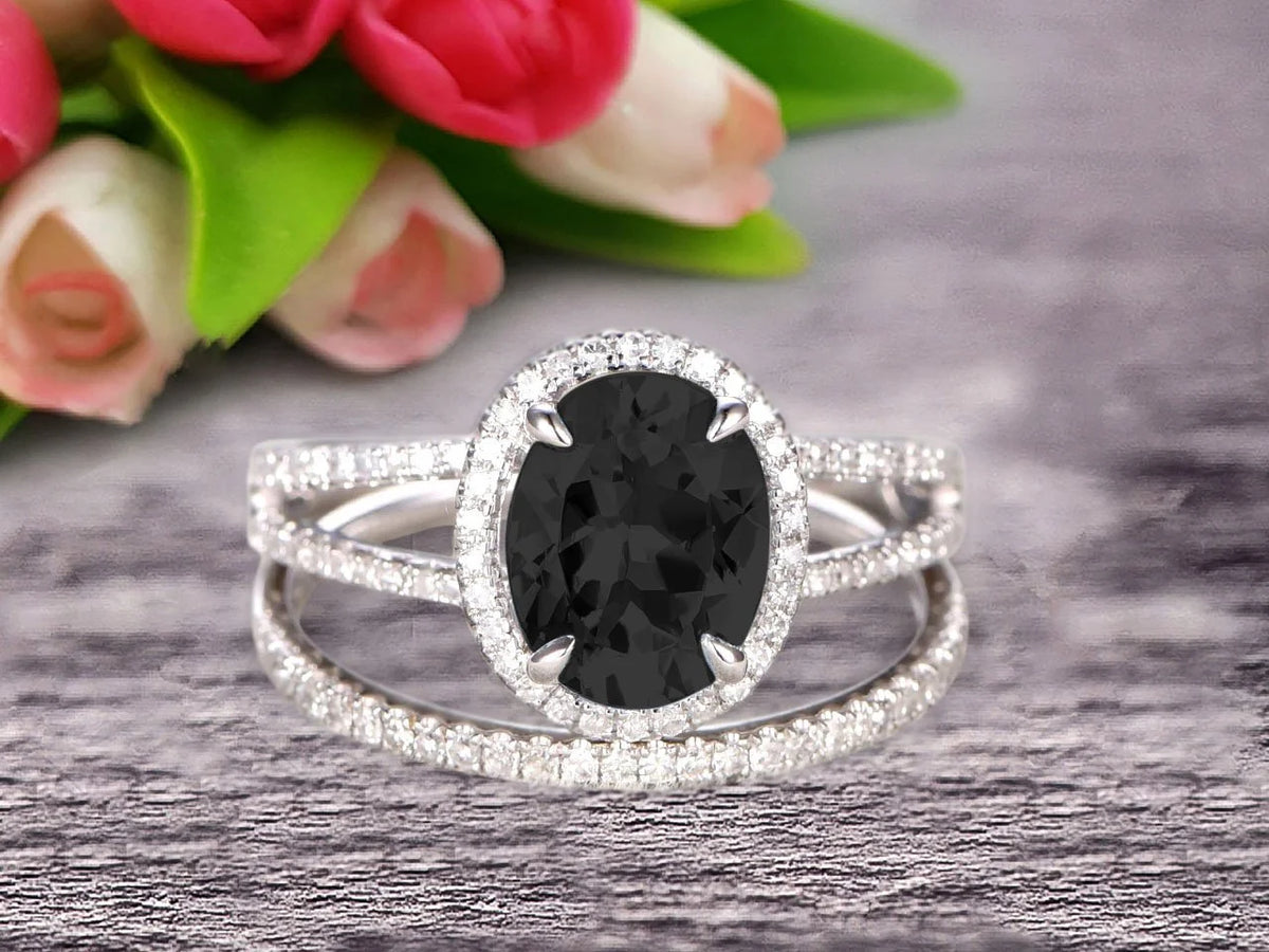 10k White Gold Oval Moissanite Engagement Ring O981889