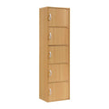 Black 5-Shelf Wood Bookcase with Doors H58809