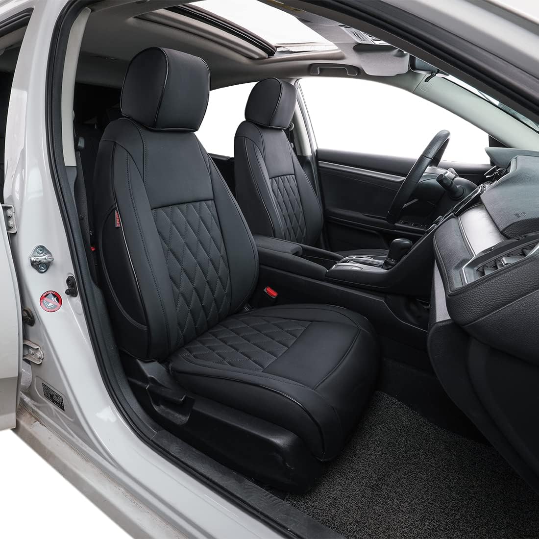 Red Leatherette Car Seat Covers for Honda Civic Sedan C6631