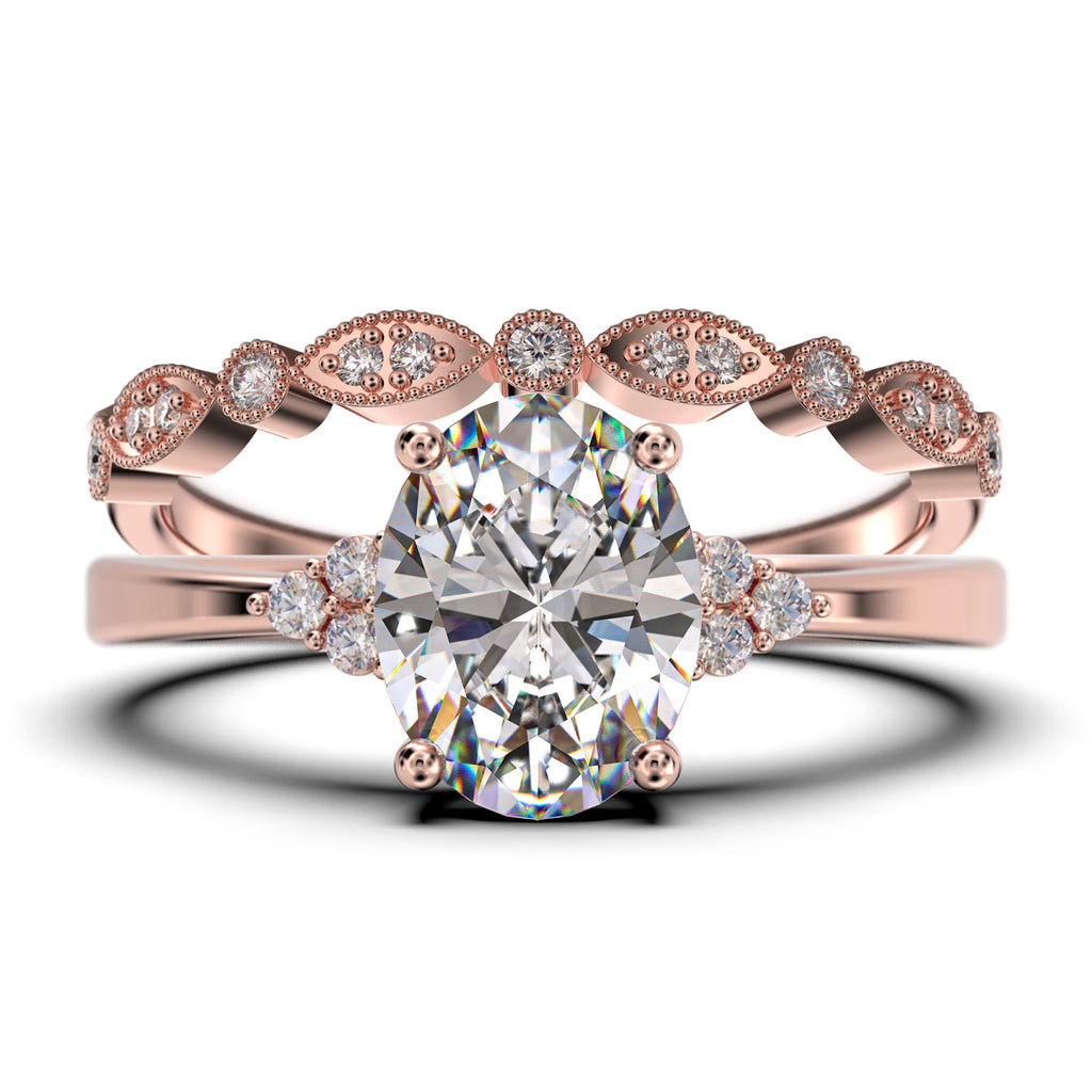 10k Solid Rose Gold Oval Cut Diamond Moissanite Engagement Ring F888635