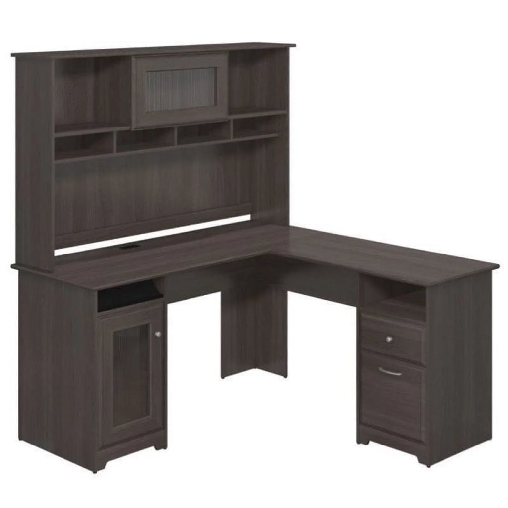 L-Shape Computer Desk with Hutch in Gray C502631