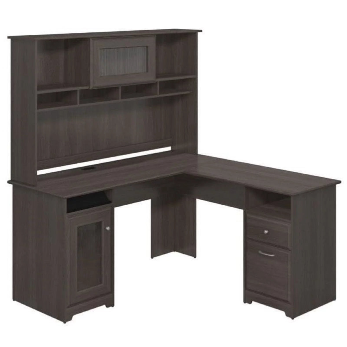 L-Shape Computer Desk with Hutch in Gray C502631