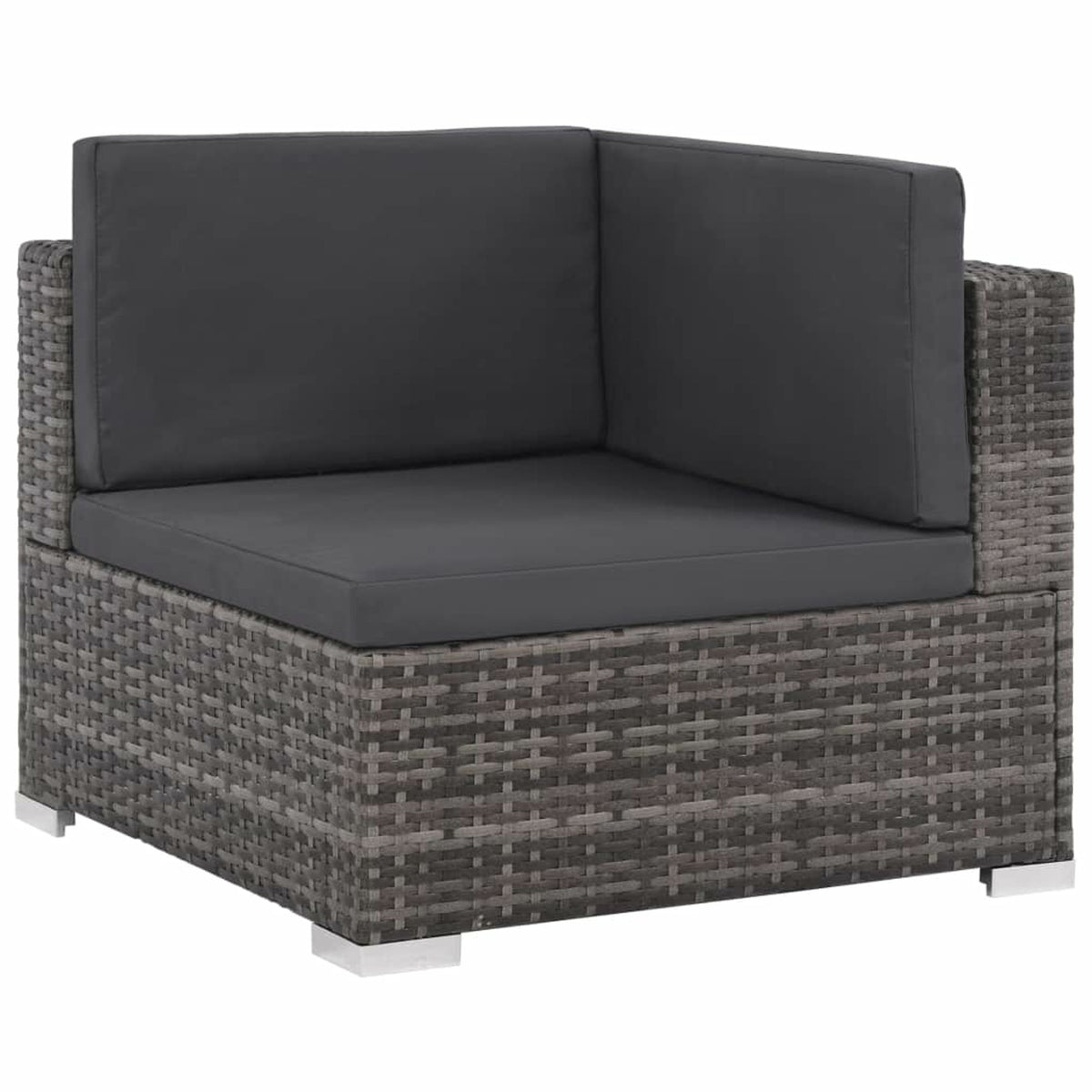 Set of 6 Poly Rattan Patio Sectional Corner Sofa with 2 Ottoman and Soft Cushions Gray I348407