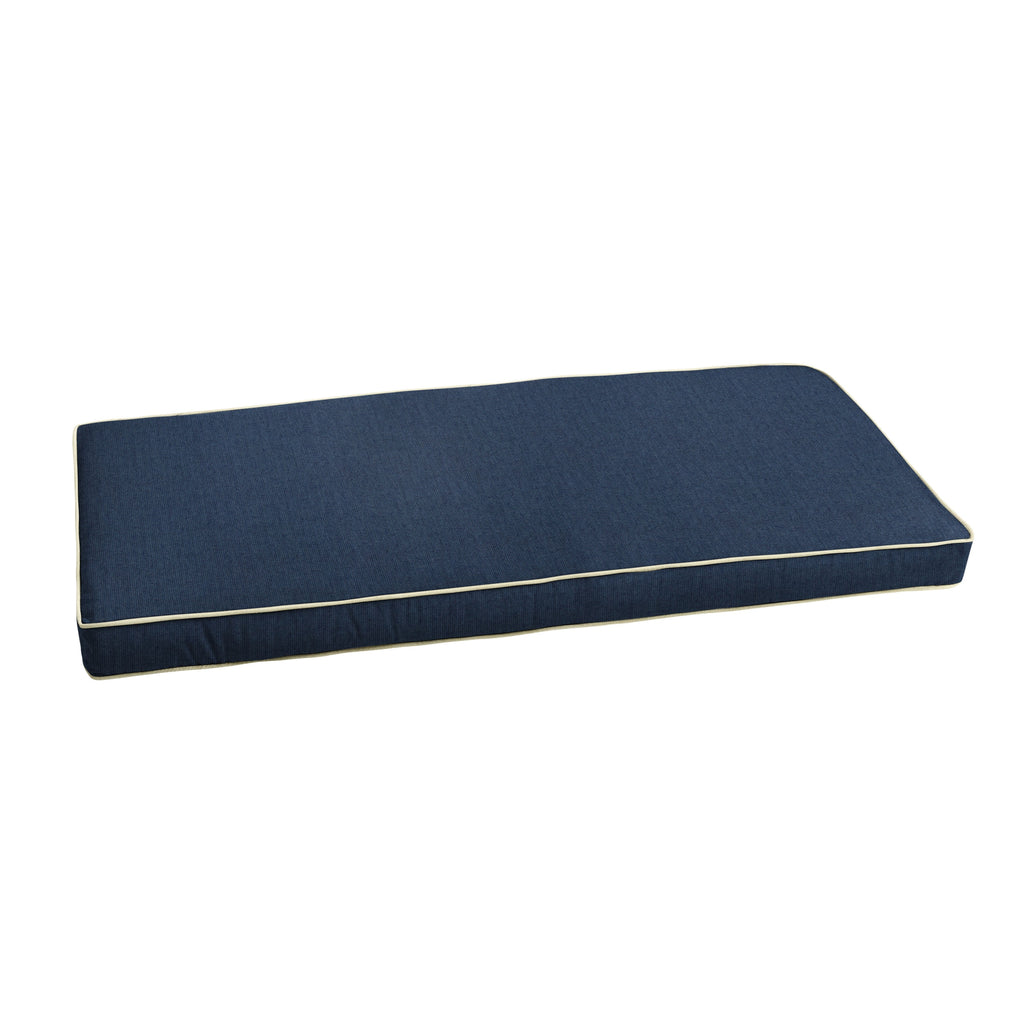 Indigo Blue with Ivory Indoor Outdoor Bench Cushion 43 in w x 18 in d P67963