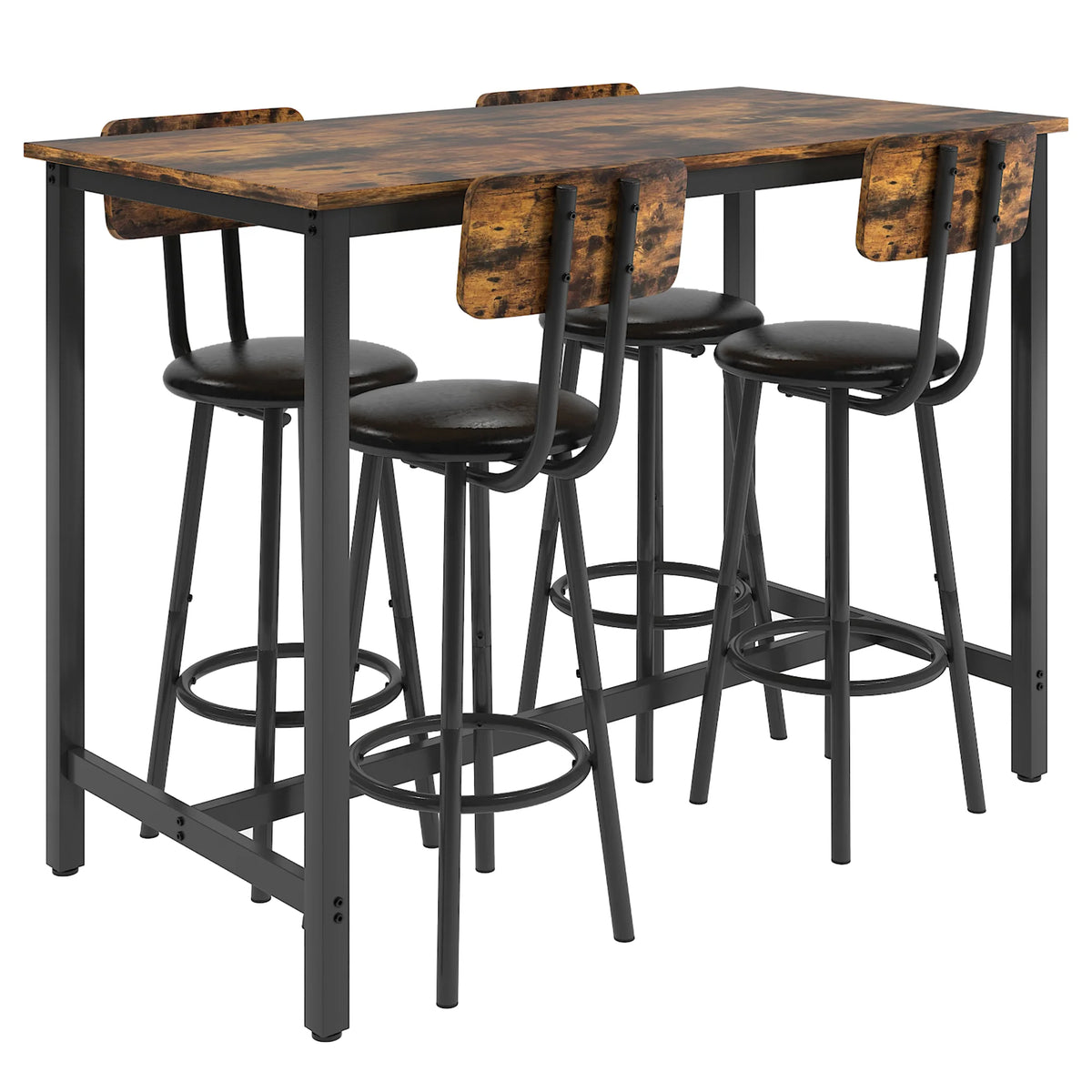 5 Piece Bar Height Dining Table Set with Upholstered Stools D191090
