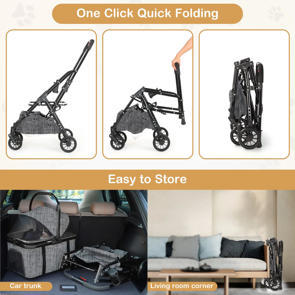 Foldable 4 Wheel Pet Stroller P42759