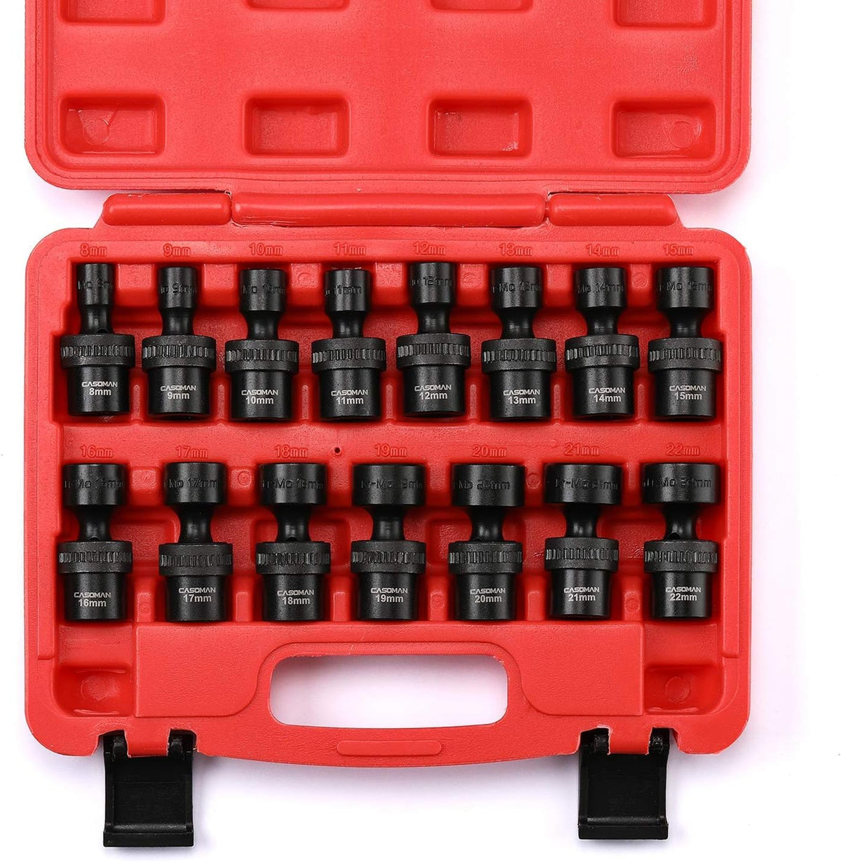 15 PCS 3/8 Drive Shallow Universal Impact Socket Set, 6 Point, Metric, 8-22mm R7555