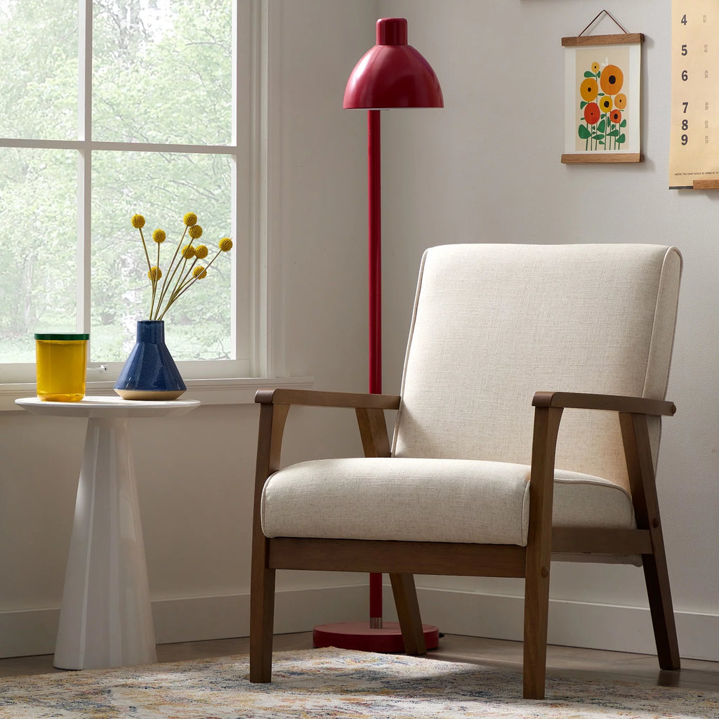 Cream Wood Frame Accent Chair S871