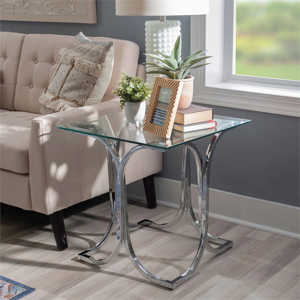 Glass Coffee and 2 End Table Set with Twisted Legs C111971