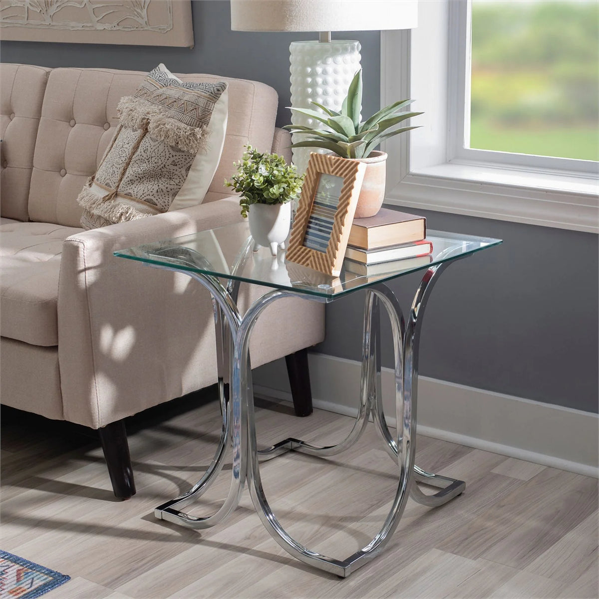 Glass Coffee and 2 End Table Set with Twisted Legs C111971