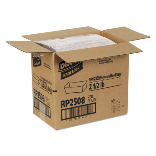2 1/8in. x 6 1/8in. x 9 3/8in. Multicolor Paper Food Trays, 250 Trays Per Pack, Carton Of 2 Packs A26410
