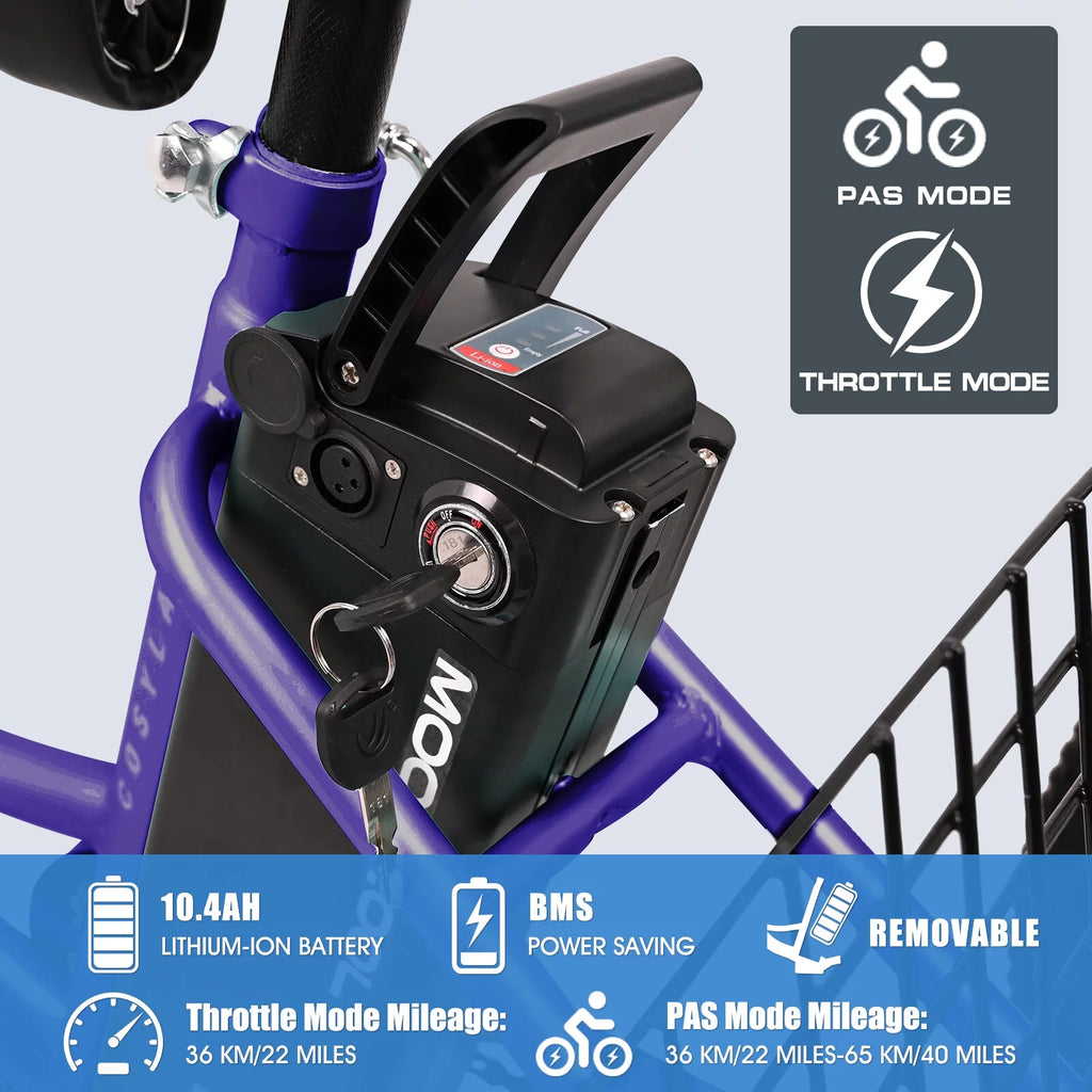 24'' 500W 7-Speed Electric Tricycle with Removable Battery N51992