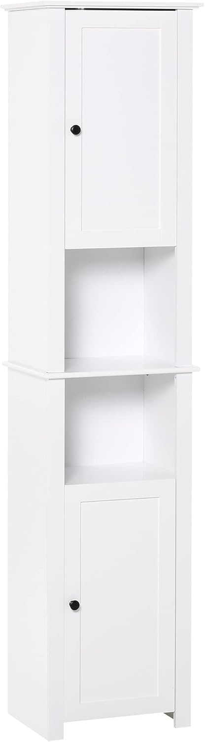 White Freestanding Bathroom Storage Cabinet with 2 Cupboards G7994