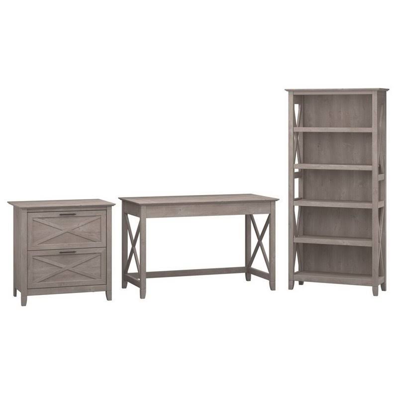 3 Piece Office Set in Washed Gray O343365
