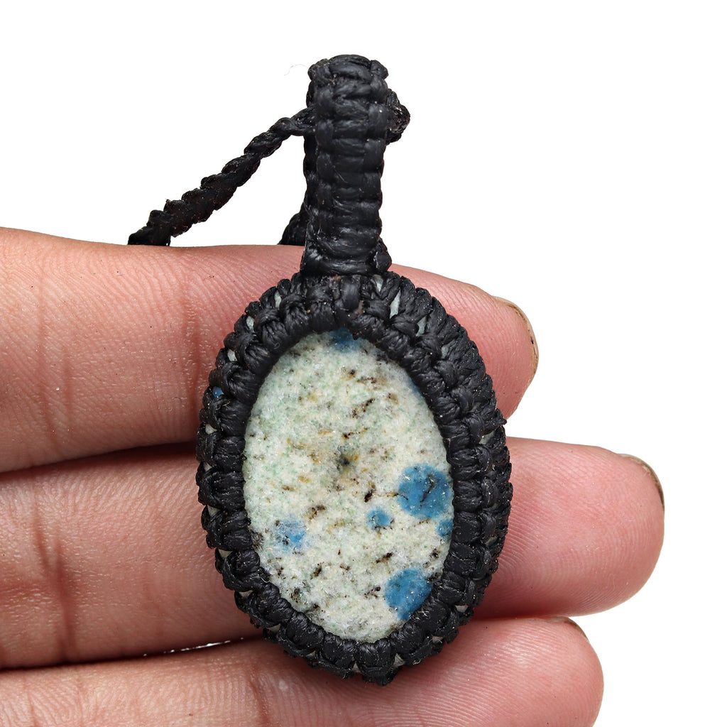 Jasper Gemstone Macrame Pendant Necklace 20-32 in H8581