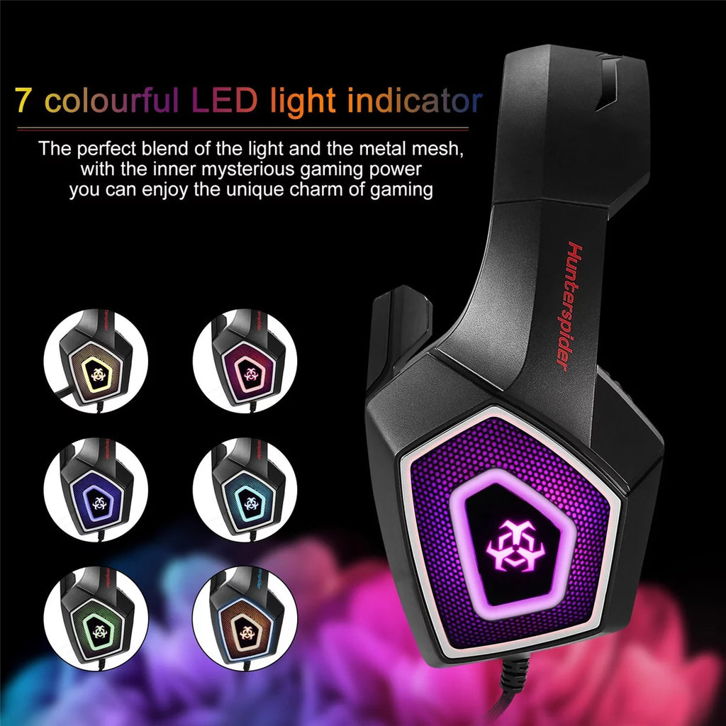 Gaming Headset with Mic, Over Ear 3.5mm Noise Canceling LED Light Y671354