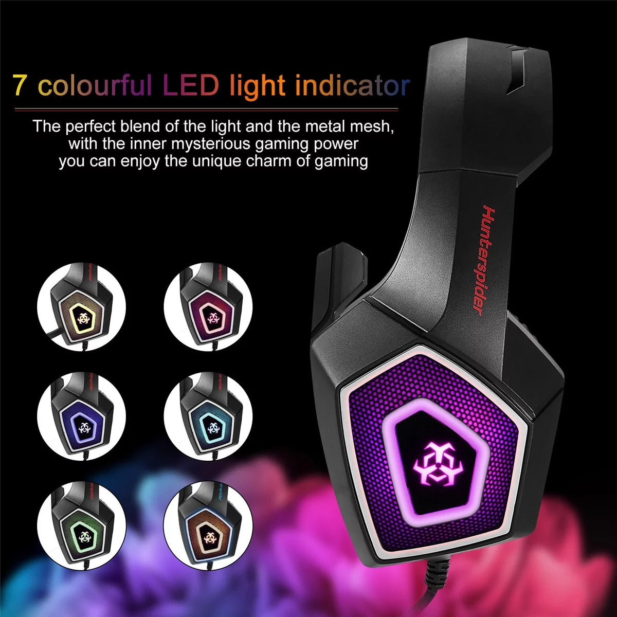 Gaming Headset with Mic, Over Ear 3.5mm Noise Canceling LED Light Y671354