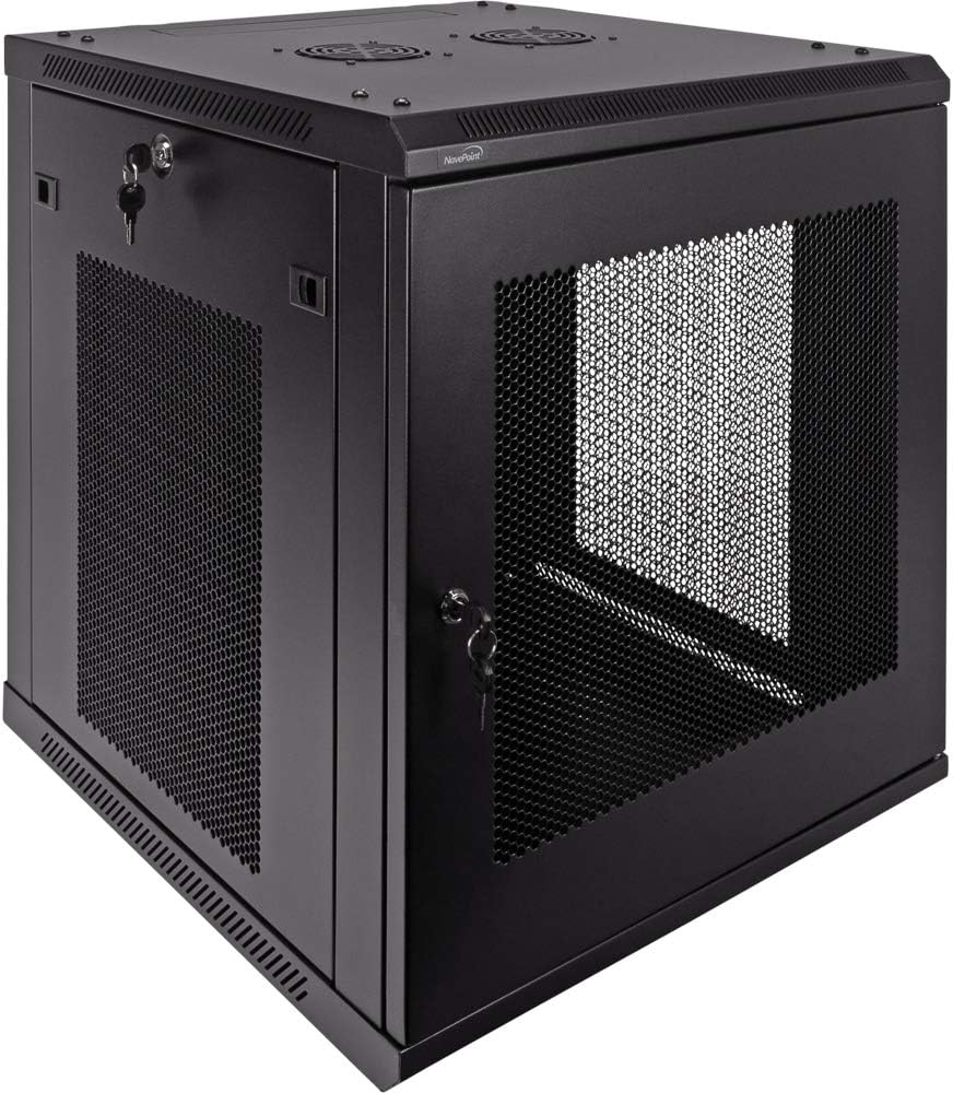 12U Wallmount Cabinet Enclosure 19-Inch Server Network Rack with Locking Perforated Door Black C9387