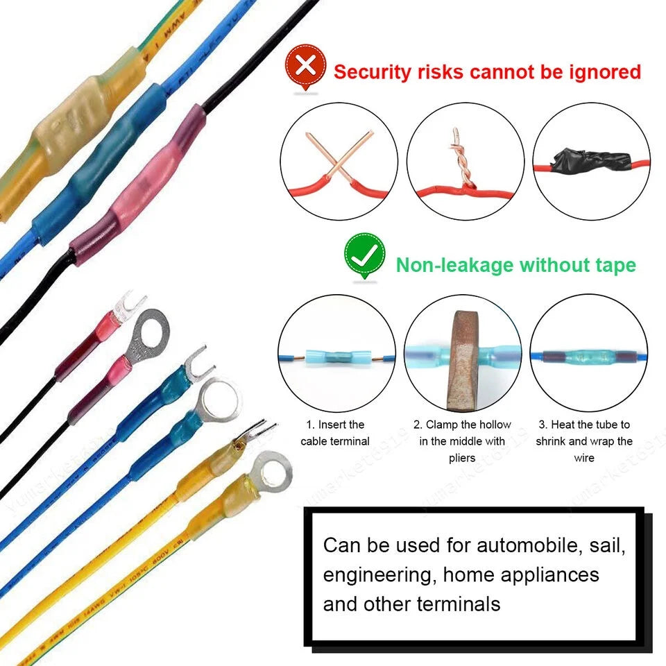 Heat Shrink Wire Connectors Crimp Terminals Kit 250x J591189