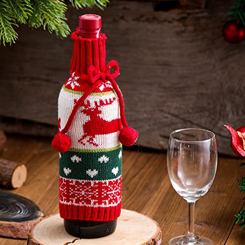 Knitted Christmas Wine Bottle Cover 3PCS E97604