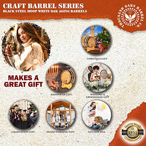 2 Liter Oak Aging Barrel with Wood Stand, Bung & Spigot M96083