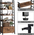 4 Shelf Rustic Brown Bookshelf with Cabinet H295
