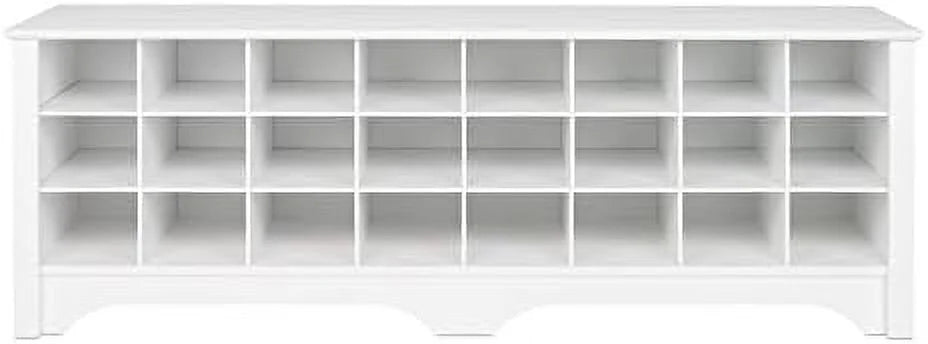 White 24-Pair Shoe Cubby Bench V650026
