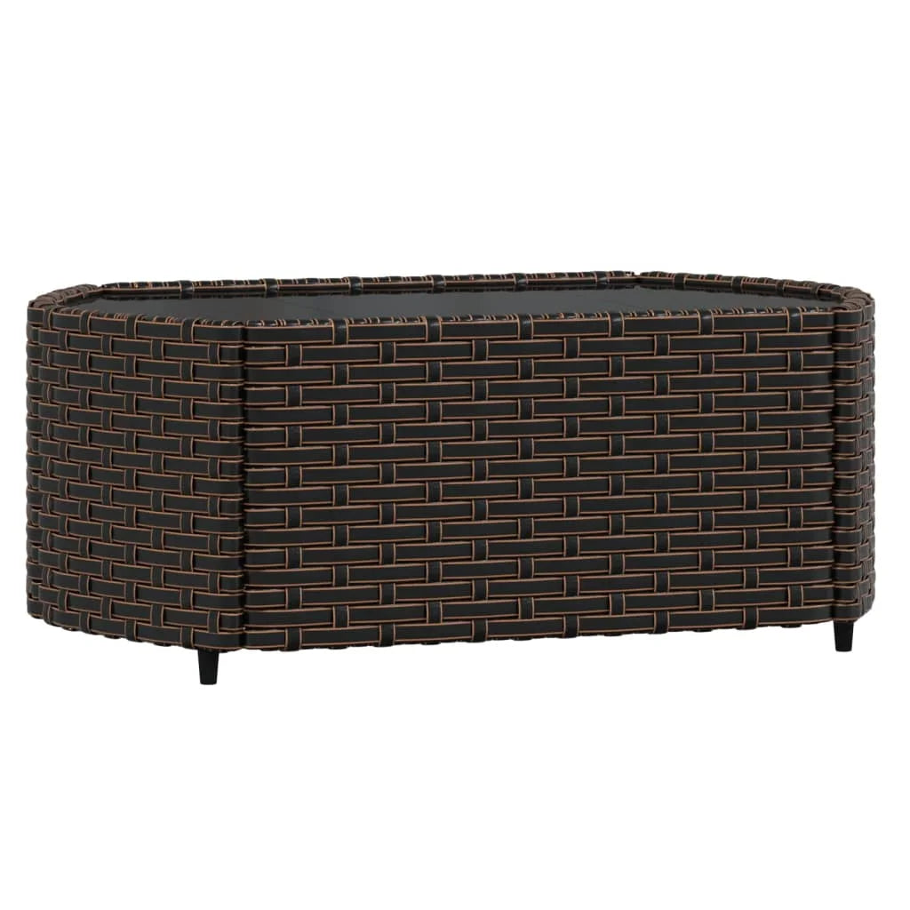 3 Piece Rattan Outdoor Patio Furniture Set with Glass Top Coffee Table K25561