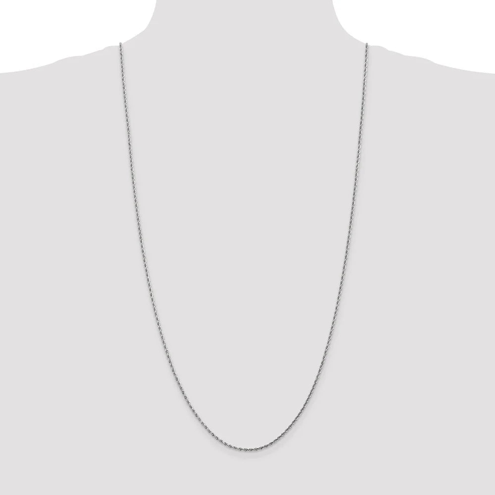 10kt White Gold 1.75mm Diamond-cut Rope Chain Necklace C351588