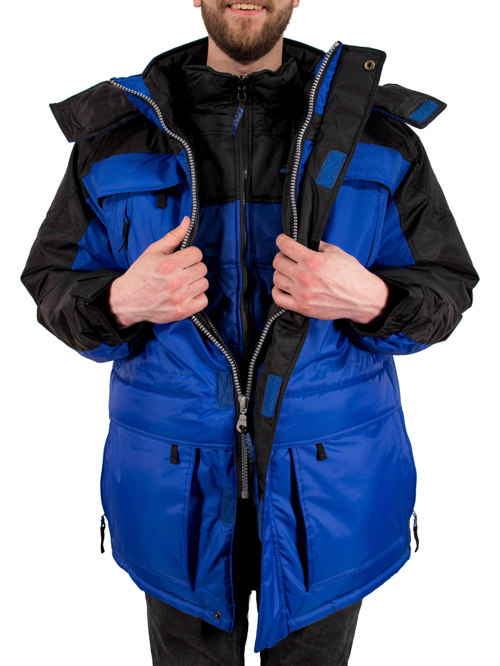 3in1 Winter Jacket Coat Parka & Vest (4XL, Blue) V6208