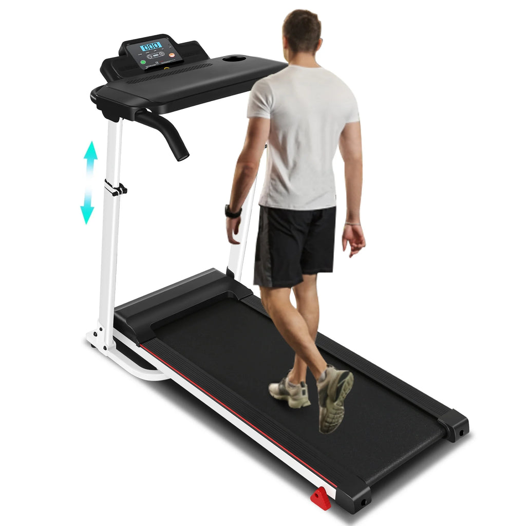 White Folding Treadmill with Removable Tabletop and Incline K96200