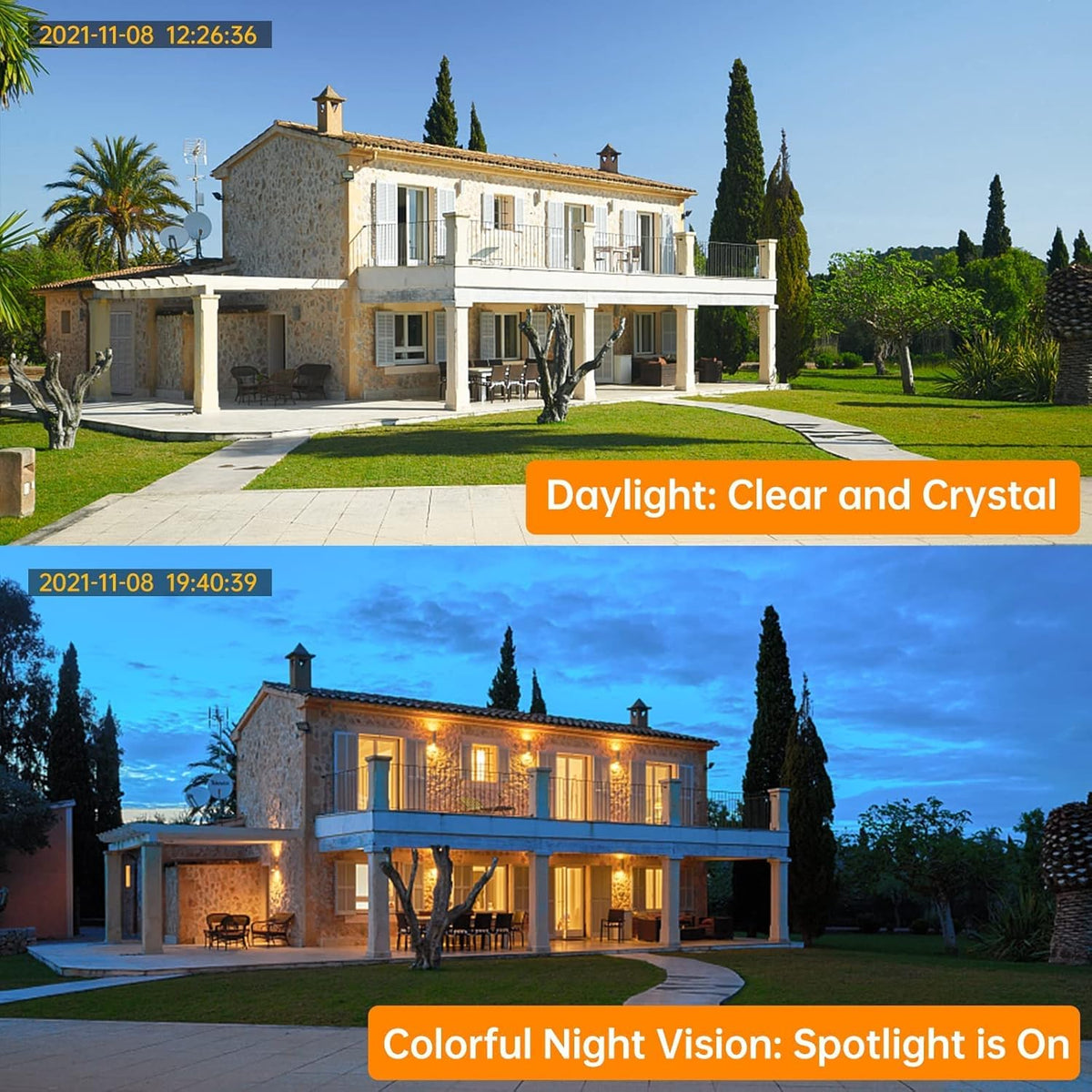 Solar Security Camera Outdoor, Wireless 360° Pan Tilt, Solar Powered, 2.4G WiFi Z6487