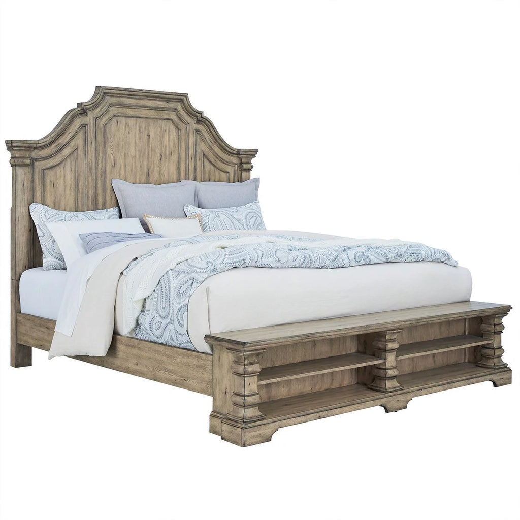 King Wood Panel Storage Bed in Honey Brown D736833