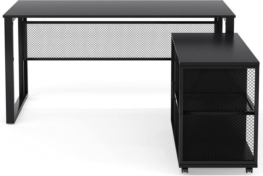 L-Shaped Computer Desk with File Cabinet C233857