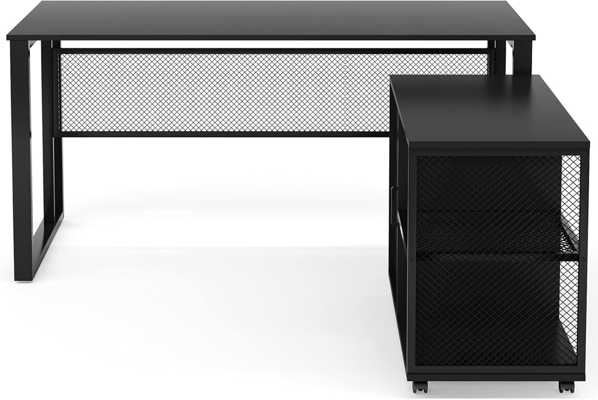 L-Shaped Computer Desk with File Cabinet C233857