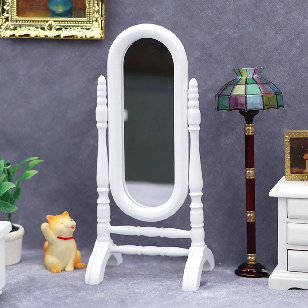 White Wooden Doll House Dressing Mirror L8354