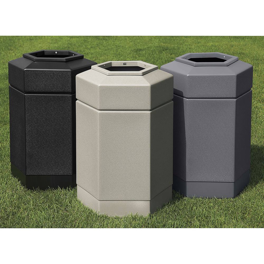 Beige 30-Gallon Hex Waste Container I5397