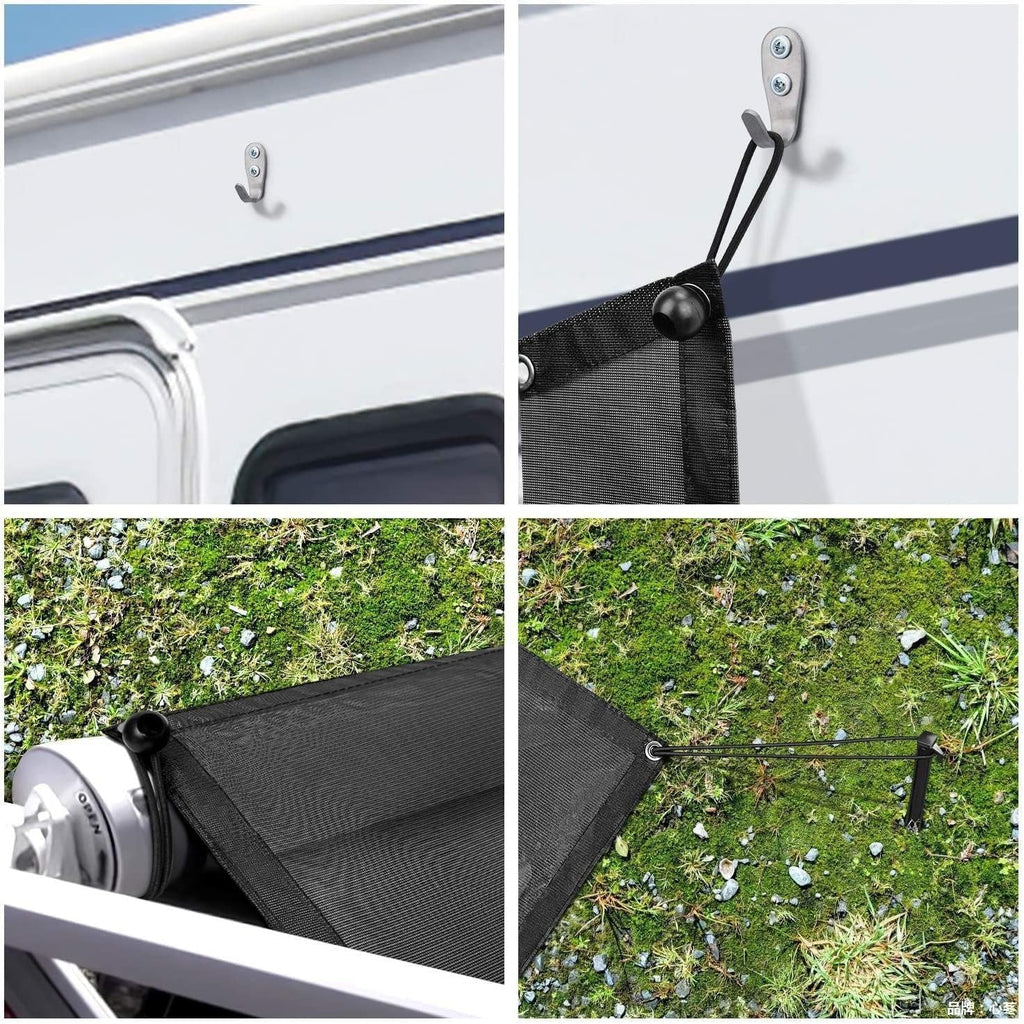 Black Mesh RV Awning Side Sun Shade Screen Kit Pack of 2 S3598