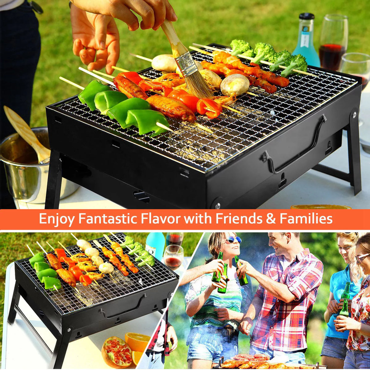 Charcoal Folding Portable Stainless Steel BBQ Grill H634