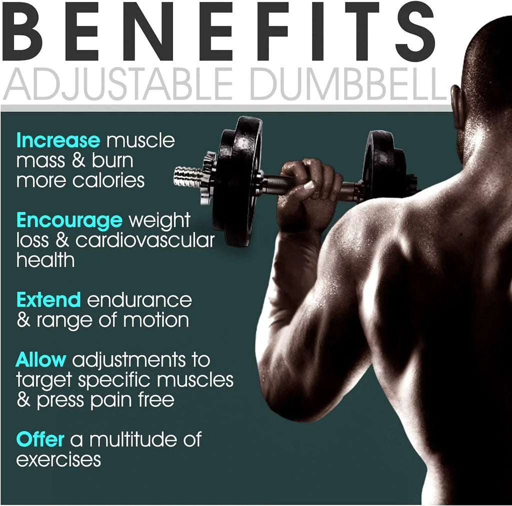 60 lbs Adjustable Cast Iron Dumbbell Set D5965