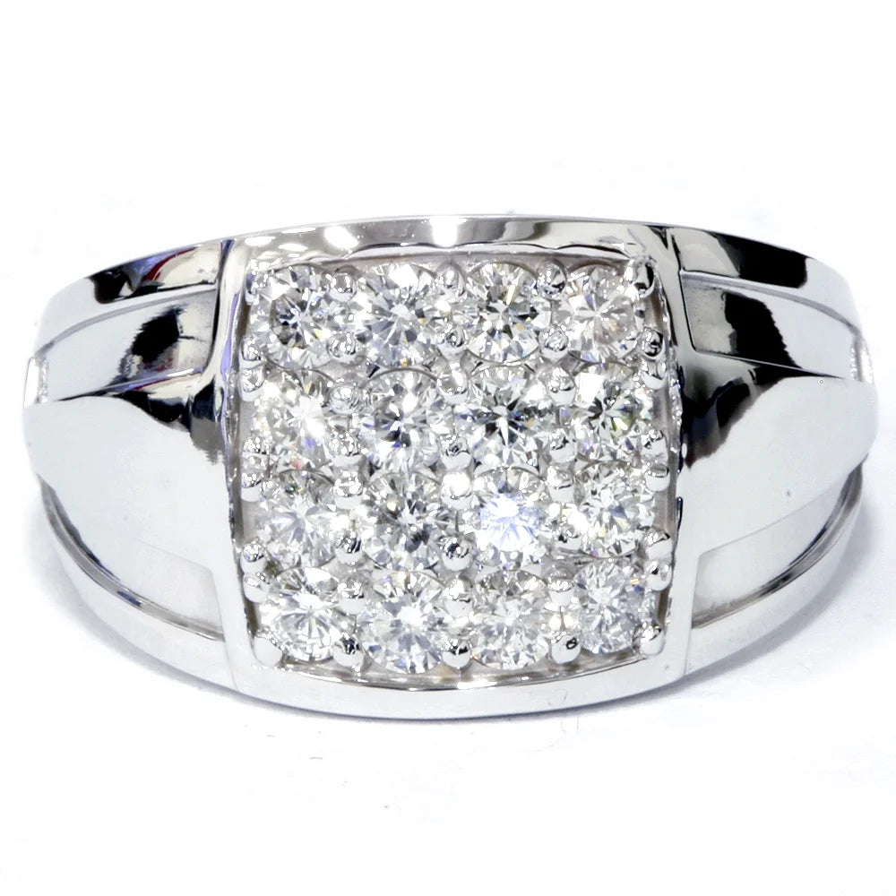 10k White Gold Diamond Mens Ring H1939