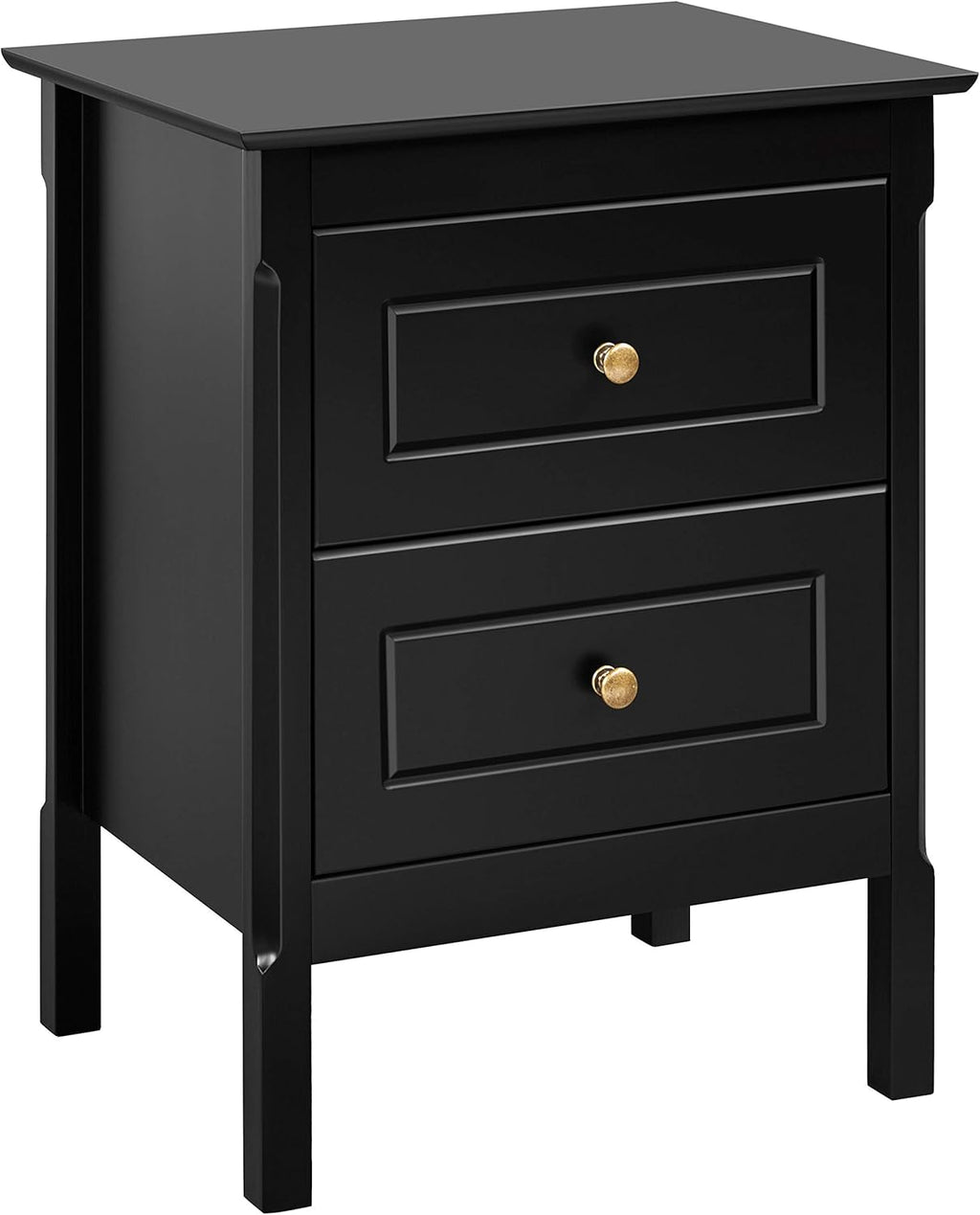 Black Rectangular End Side Table with 2 Drawers S737