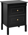 Black Rectangular End Side Table with 2 Drawers S737