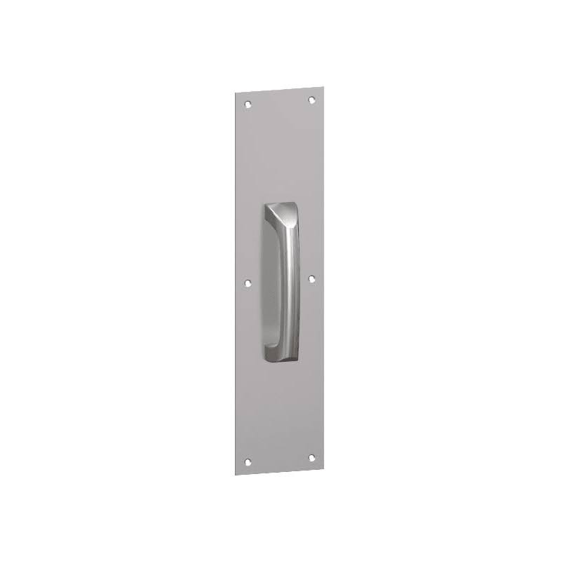 Square Corner Pull Plate with Cast Pull on Satin Stainless I9431