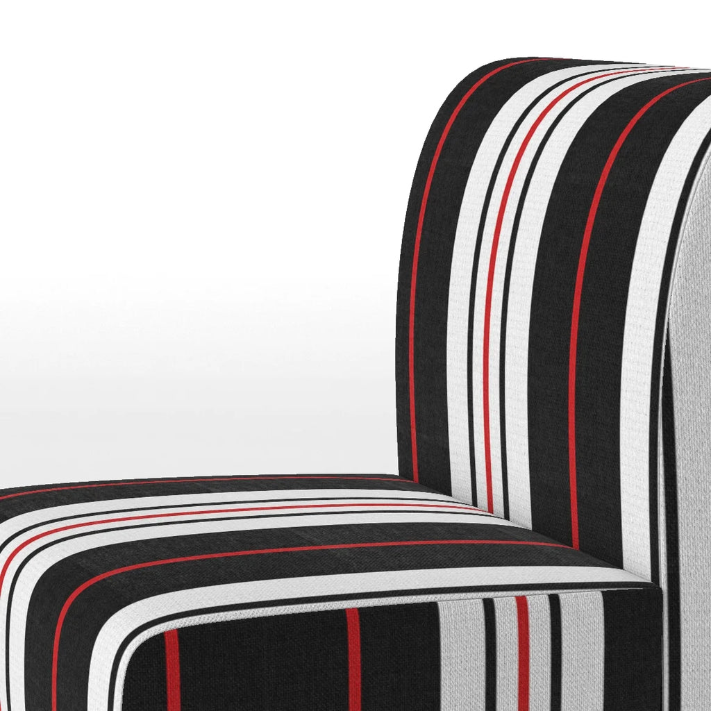 Black and White Striped Pattern Upholstered Accent Chair G49737